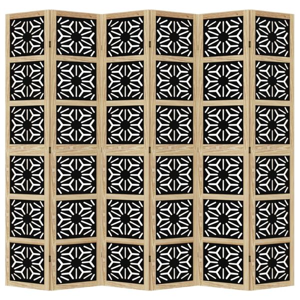 vidaXL Kambario pertvara, 6 segmentai, ruda/juoda, paulovnijos masyvas