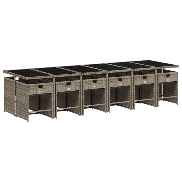 vidaXL Sodo komplektas su pagalvėlėmis, 13 dalių, pilkas, poliratanas