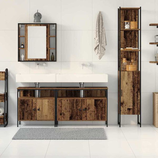 vidaXL Vonios baldų rinkinys 4 pcs Senovinis medis Apdirbta mediena