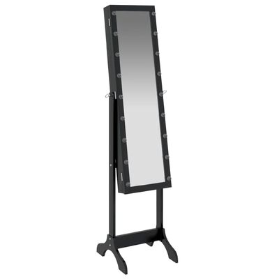 vidaXL Laisvai pastatomas veidrodis su LED, juodas, 34x37x146cm