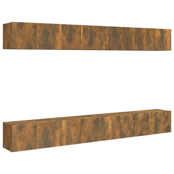 vidaXL TV spintelės, 8vnt., dūminio ąžuolo, 60x30x30cm, mediena