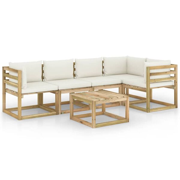 vidaXL Sodo komplektas su pagalvėlėmis, 6 dalių, impregnuota pu&scaron;is