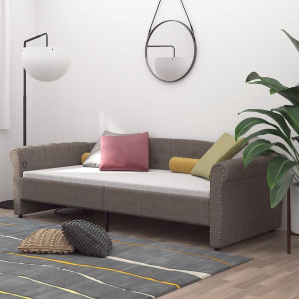 vidaXL Lova su USB i&scaron;vestimi, taupe spalvos, 90x200cm, audinys