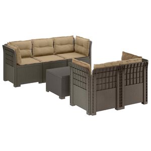 vidaXL 5-vietė sodo sofa su pagalvėlėmis Rataninio i&scaron;vaizdos PP