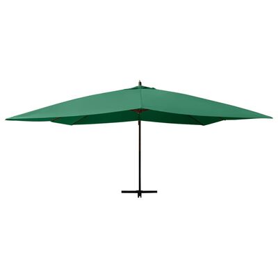 vidaXL Gembinis skėtis su mediniu stulpu, žalios spalvos, 400x300cm