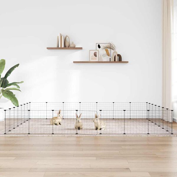 vidaXL Augintinių narvas, 28 segmentai, juodas, 35x35cm, plienas