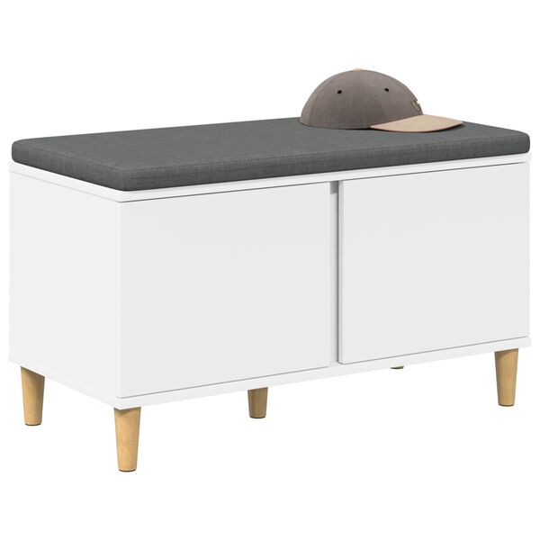 vidaXL Koridoriaus suolas su pagalve su saugykla Balta 80 x 38 x 46 cm