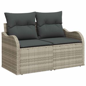 vidaXL Sodo sofa su pagalve &Scaron;viesiai pilka 121 x 62 x 69cm poliratanas