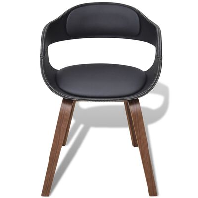 vidaXL Valgomojo kėdės, 6vnt., juodos, išlenkta mediena dirbtinė oda