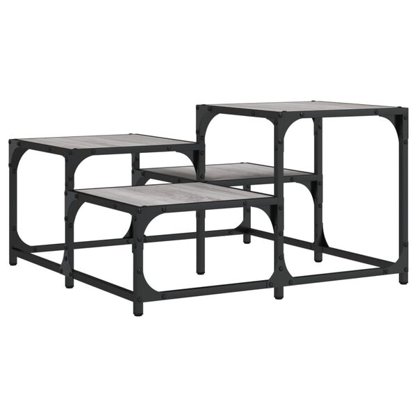 vidaXL Kavos staliukas, pilkas ąžuolo, 68x68x40cm, apdirbta mediena