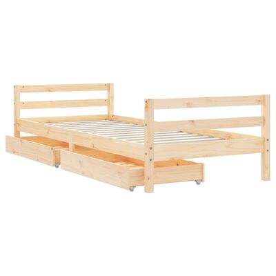 vidaXL Vaikiškos lovos rėmas su stalčiais, 80x200cm, pušies masyvas
