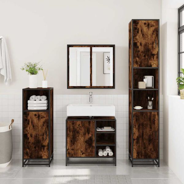 vidaXL Vonios kambario spintelė, dūminio, 65x33x60 cm, mediena