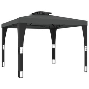 vidaXL Pavėsinė su dvigubu stogu, antracito, 2,98x2,98 m, plienas