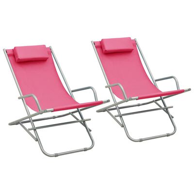 vidaXL Supamos kėdės, 2vnt., rožinės spalvos, plienas