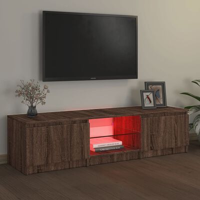vidaXL Televizoriaus spintelė su LED, ruda ąžuolo, 140x40x35,5cm
