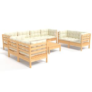 vidaXL Sodo komplektas su kreminėmis pagalvėlėmis, 9 dalių, pu&scaron;is