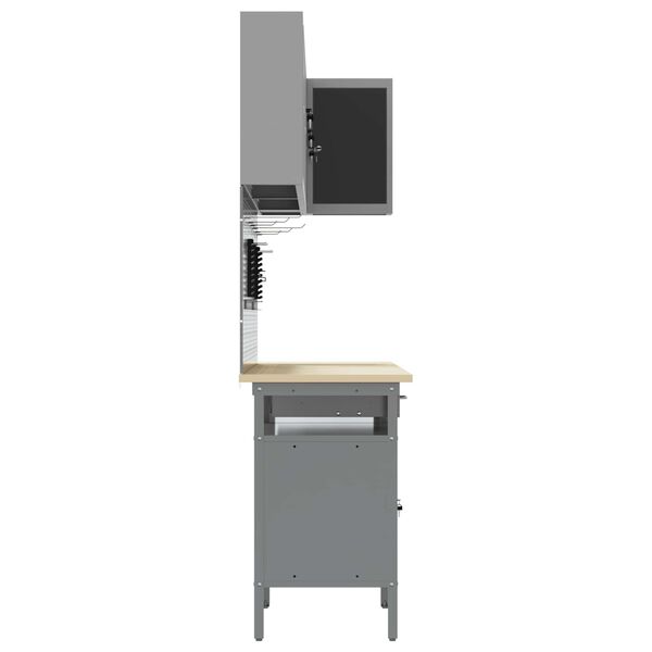 vidaXL Darbo spintos rinkinys su stalčių 10 pcs Juoda ir pilka