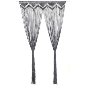 vidaXL Užuolaida, antracito, 140x240cm, medvilnė, makrame stilius