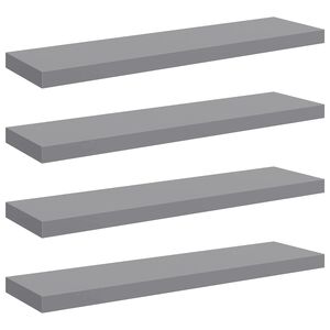 vidaXL Pakabinamos lentynos, 4vnt., pilkos, 90x23,5x3,8cm, MDF