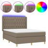 vidaXL Lova su spyruoklėmis/čiužiniu/LED, taupe, 140x190 cm, audinys