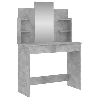 vidaXL Kosmetinis staliukas su veidrodžiu, betono pilkas, 96x39x142cm