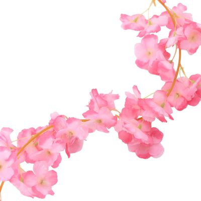 vidaXL Dirbtinių gėlių girliandos, 6vnt., tamsiai rožinės, 180cm