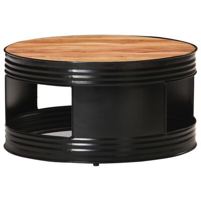 vidaXL Kavos staliukas, juodas, 68x68x36cm, akacijos medienos masyvas