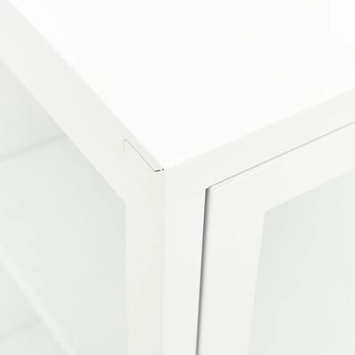 vidaXL Šoninė spintelė, baltos spalvos, 70x35x70cm, plienas ir stiklas