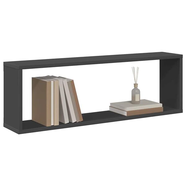 vidaXL Sieninės lentynos, 4vnt., pilkos, 80x15x26,5cm, MDP