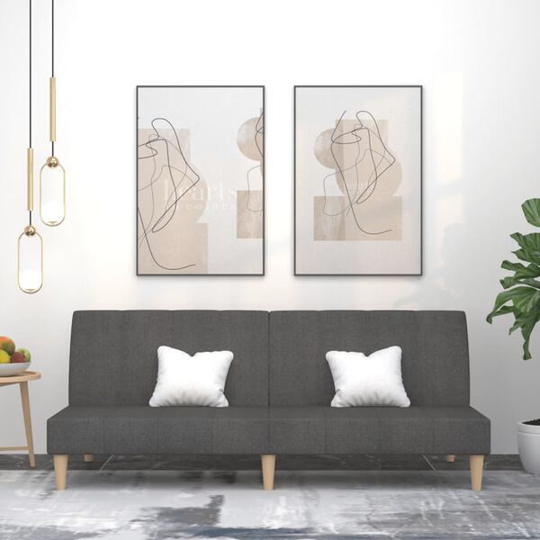 vidaXL Dvivietė sofa-lova, tamsiai pilkos spalvos, audinys