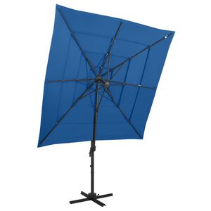vidaXL Sodo skėtis su aliuminio stulpu, mėlynas, 250x250cm, 4 auk&scaron;čių