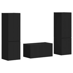 vidaXL TV spintelių komplektas 5 pcs Juoda Apdirbta mediena