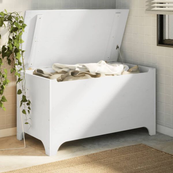 vidaXL Daiktadėžė su ratukais RANA, balta, 100x49x54cm, pu&scaron;is