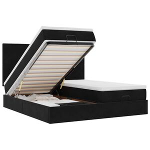 vidaXL Osmanų lovos rėmas su čiužiniais, juodas, 200x200cm, aksomas