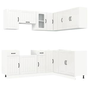 vidaXL Virtuvinių spintelių komplektas, 11 dalių, Kalmar, balta