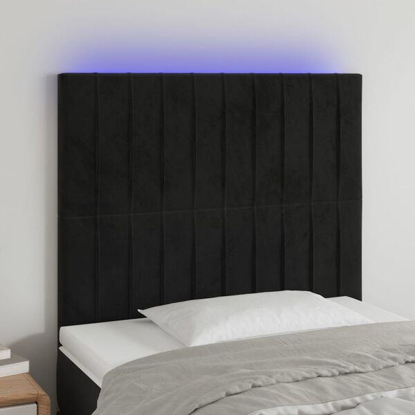 vidaXL Galvūgalis su LED, juodos spalvos, 90x5x118/128cm, aksomas