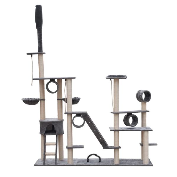 Draskyklė, Stovas Katėms Deluxe, 230-260 cm, Pilkas Pliu&scaron;as