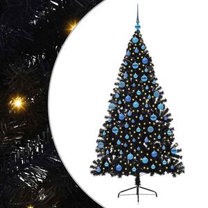 vidaXL Dirbtinis prie&scaron;&scaron;ventinis eglutė su &scaron;viesomis Juoda 180 cm PVC
