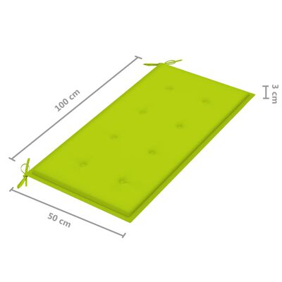 vidaXL Sodo suoliukas su šviesiai žalia pagalvėle, 112cm, tikmedis