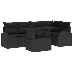 vidaXL Sodo Sofų Rinkinys 6 vnt. 5-Vietų skaičius Juoda Poli ratanas