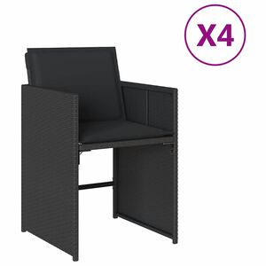 vidaXL Sodo kėdės su pagalvėlėmis, 4vnt., juodos spalvos, poliratanas