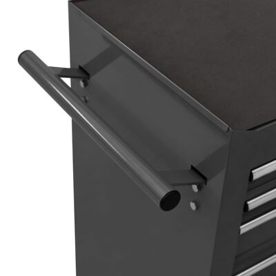 vidaXL Įrankių vežimėlis su 21 stalčiumi, juodos spalvos, plienas