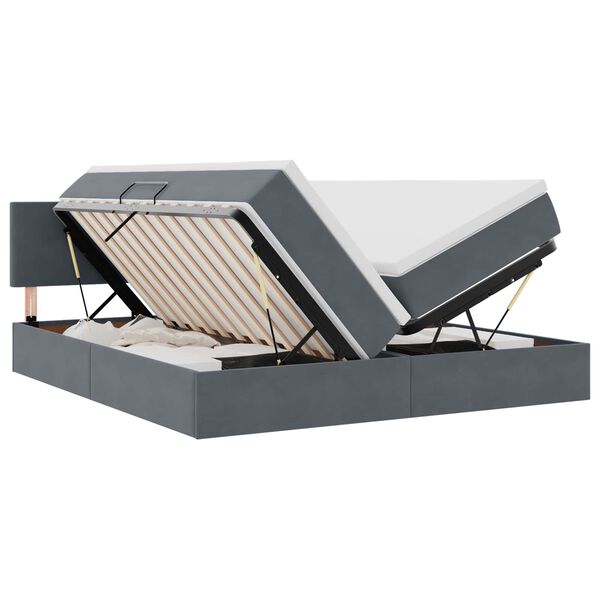 vidaXL Lova su galvūgalio Tamsiai pilka 180 x 200 cm Aksomas