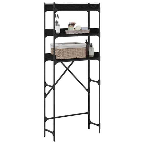 vidaXL Skalbimo ma&scaron;inos laikiklis Juodas 0ak 67 x 25 x 163 cm