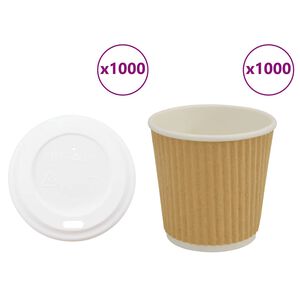 vidaXL popieriniai kavos puodeliai su dangteliais 1000 vnt 4oz 100ml