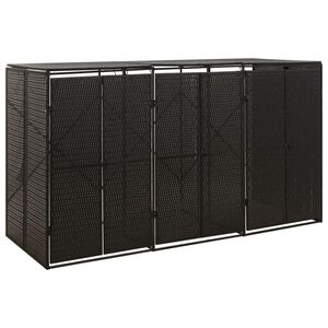 vidaXL Konteinerių stoginė, juoda, 207x80x117cm, poliratanas, trivietė