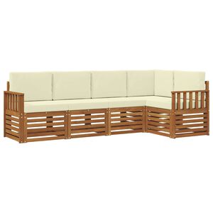vidaXL Sekcijos sofų komplektas 5 pcs Natūralus ir grietinėlė