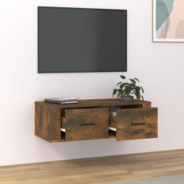 vidaXL Pakabinama TV spintelė, dūminio ąžuolo, 80x36x25cm, mediena
