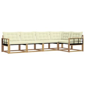 vidaXL Lauko sofos komplektas su pagalve 5 pcs Balta ir kreminė