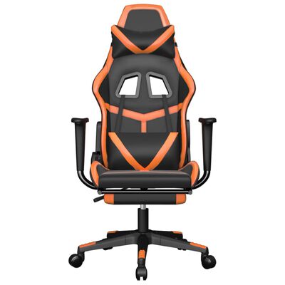 vidaXL Žaidimų kėdė su pakoja, juoda ir oranžinė, dirbtinė oda